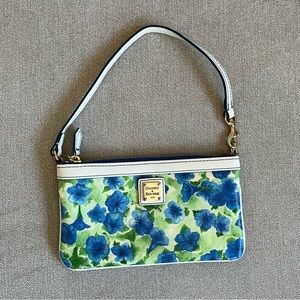 Dooney & Bourke Blue and Green Floral Clutch Wristlet